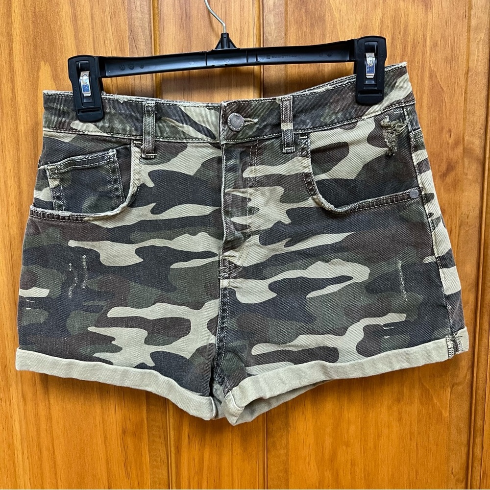 Zara Camo Denim Jean Shorts, Size 4